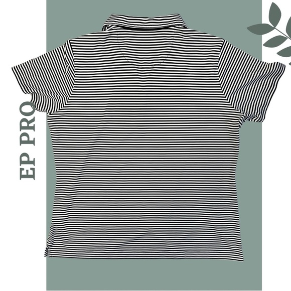 EP Pro Women’s Golf Shirt Navy White Stripe Short Sleeve Collar Shirt Size XL - Picture 2 of 5